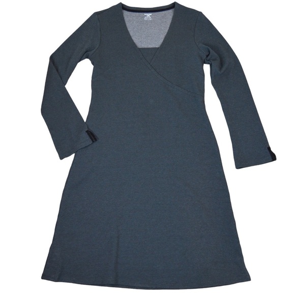 Horny Toad Tomboy Charcoal Grey Faux Wrap Long Sleeve Dress, Medium‎ - Picture 8 of 9